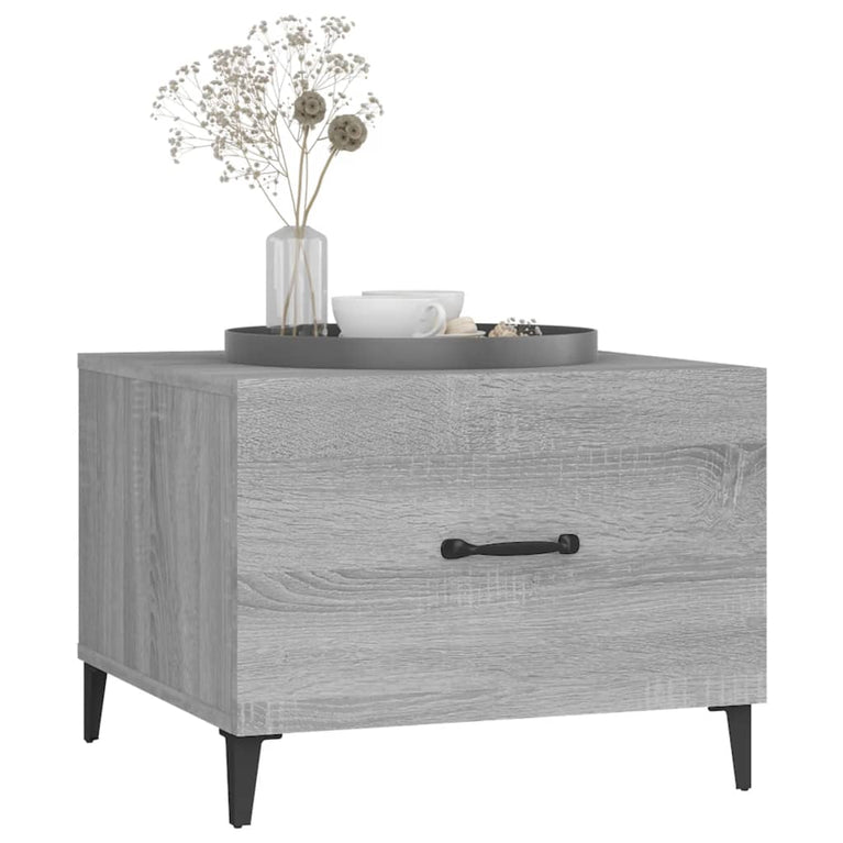 Salontafels 2 st met metalen poten 50x50x40 cm grijs sonoma MeubelReus