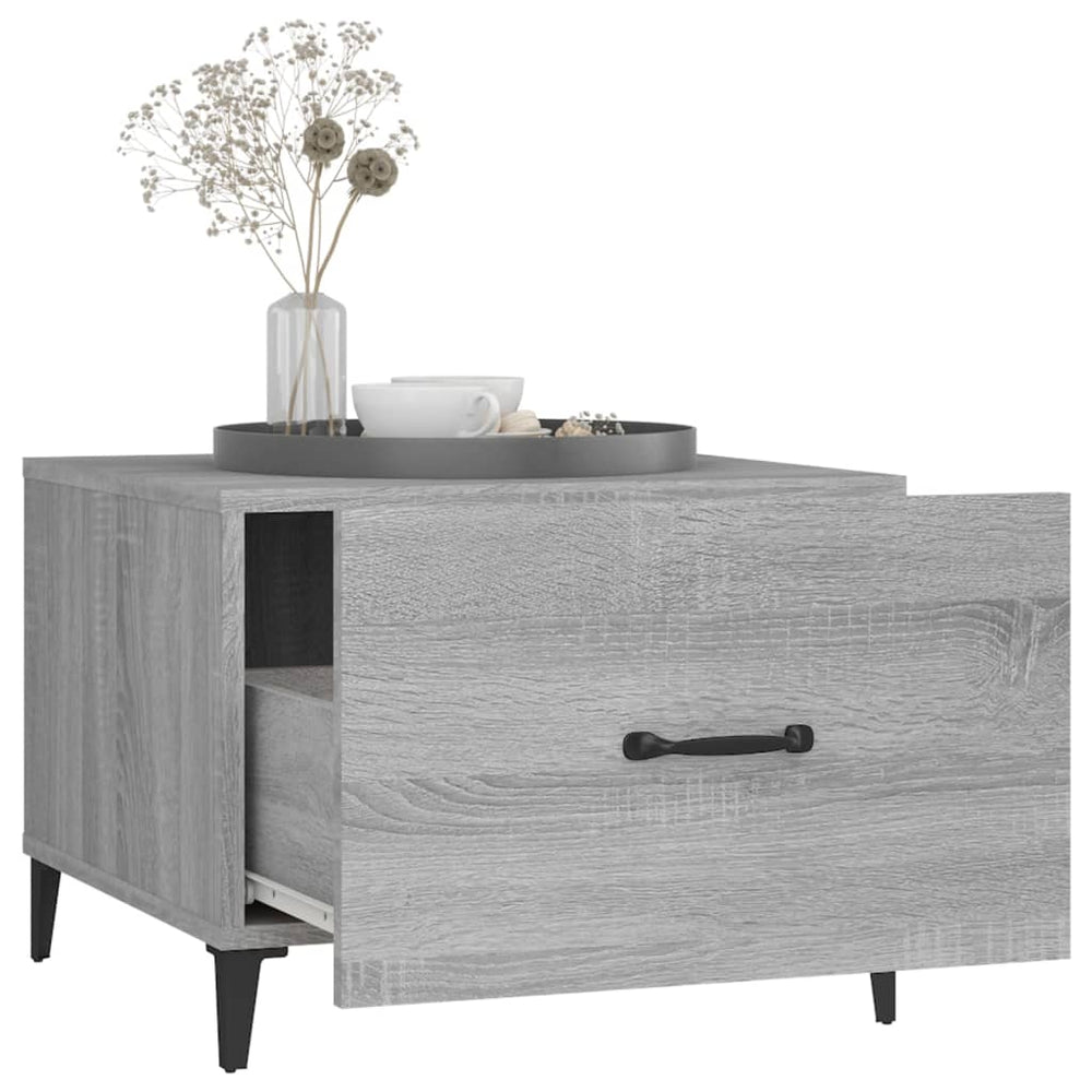 Salontafels 2 st met metalen poten 50x50x40 cm grijs sonoma MeubelReus