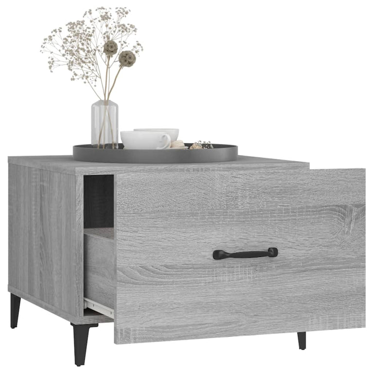 Salontafels 2 st met metalen poten 50x50x40 cm grijs sonoma MeubelReus
