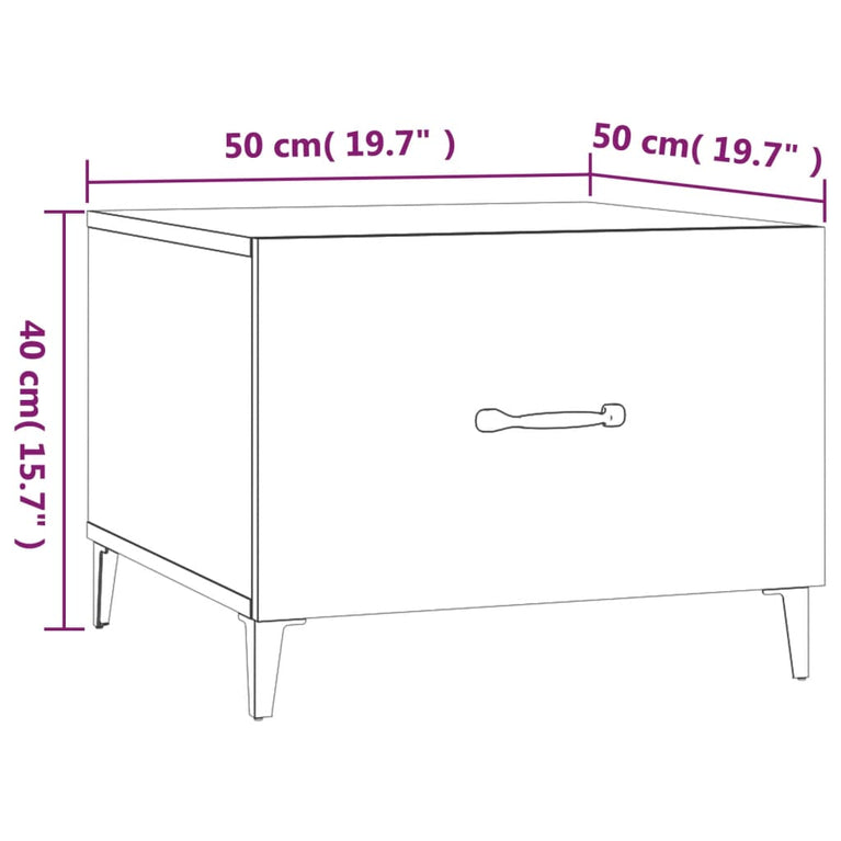 Salontafels 2 st met metalen poten 50x50x40 cm grijs sonoma MeubelReus
