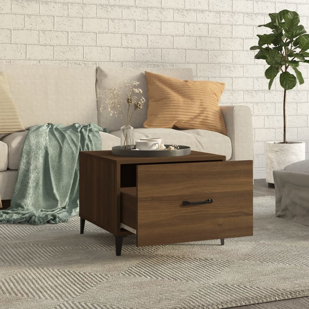Salontafel met metalen poten 50x50x40 cm bruin eikenkleur MeubelReus