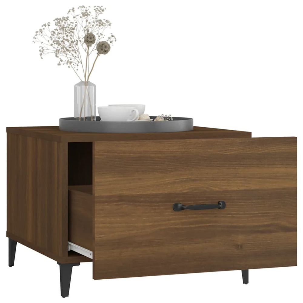 Salontafel met metalen poten 50x50x40 cm bruin eikenkleur MeubelReus