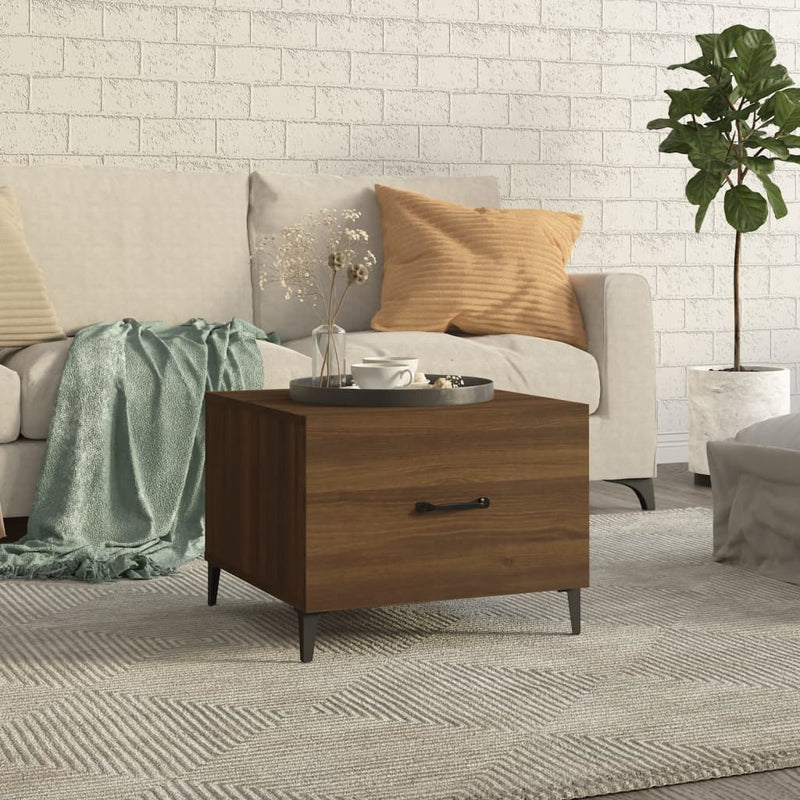Salontafel met metalen poten 50x50x40 cm bruin eikenkleur MeubelReus