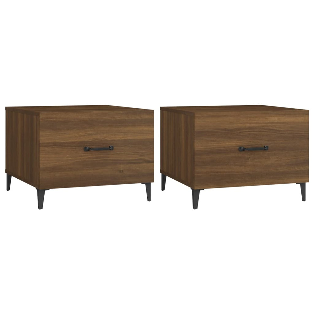Salontafels 2 st met metalen poten 50x50x40 cm bruineikenkleur MeubelReus