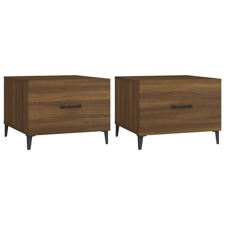 Salontafels 2 st met metalen poten 50x50x40 cm bruineikenkleur MeubelReus