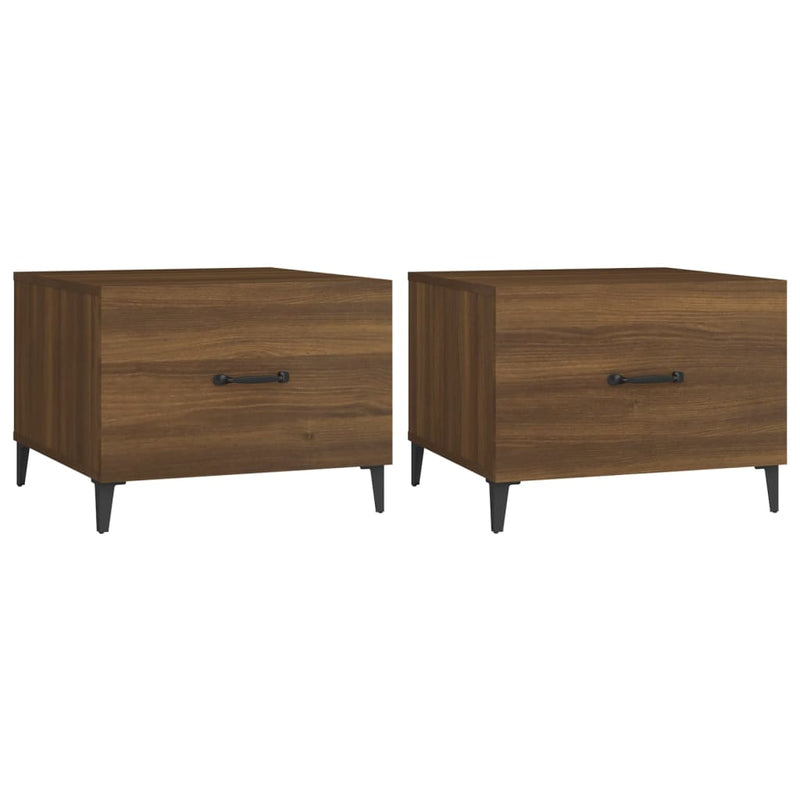 Salontafels 2 st met metalen poten 50x50x40 cm bruineikenkleur MeubelReus