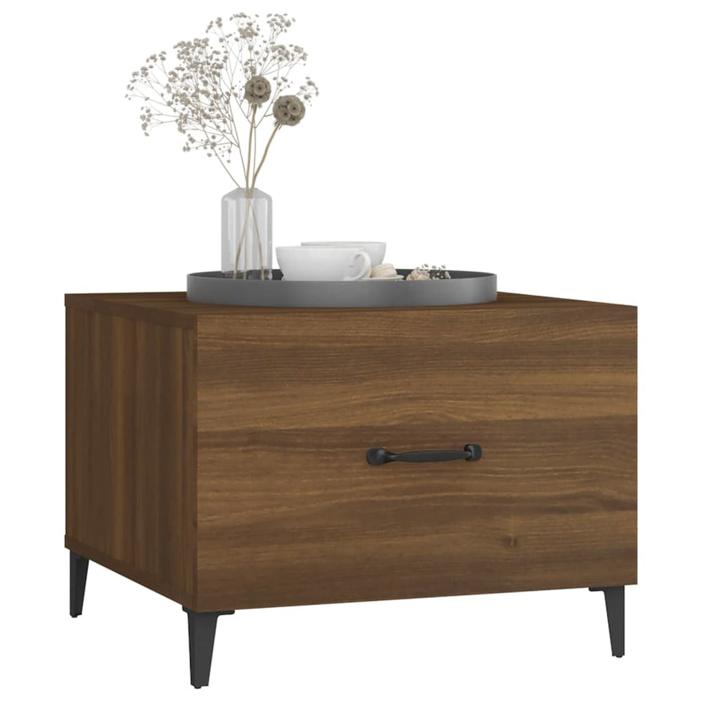 Salontafels 2 st met metalen poten 50x50x40 cm bruineikenkleur MeubelReus