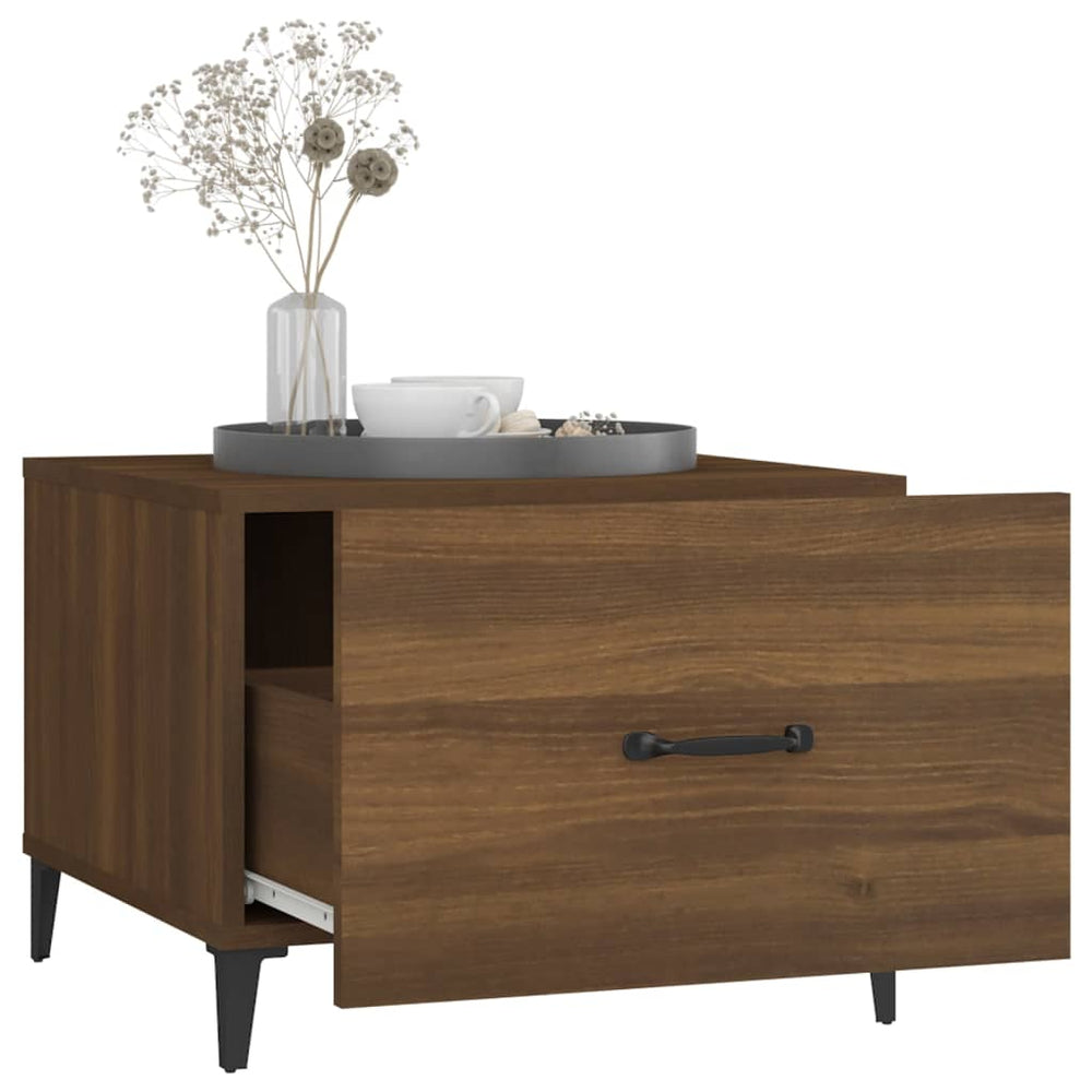 Salontafels 2 st met metalen poten 50x50x40 cm bruineikenkleur MeubelReus