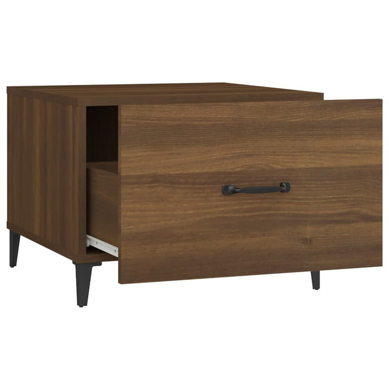 Salontafels 2 st met metalen poten 50x50x40 cm bruineikenkleur MeubelReus