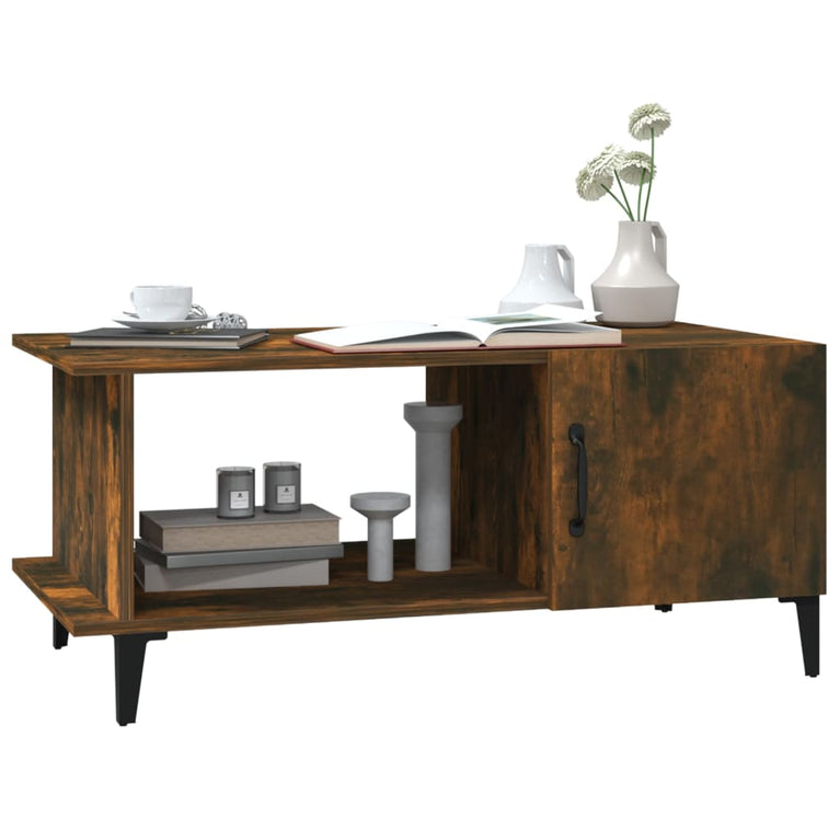 Salontafel 90x50x40 cm bewerkt hout gerookt eikenkleurig MeubelReus