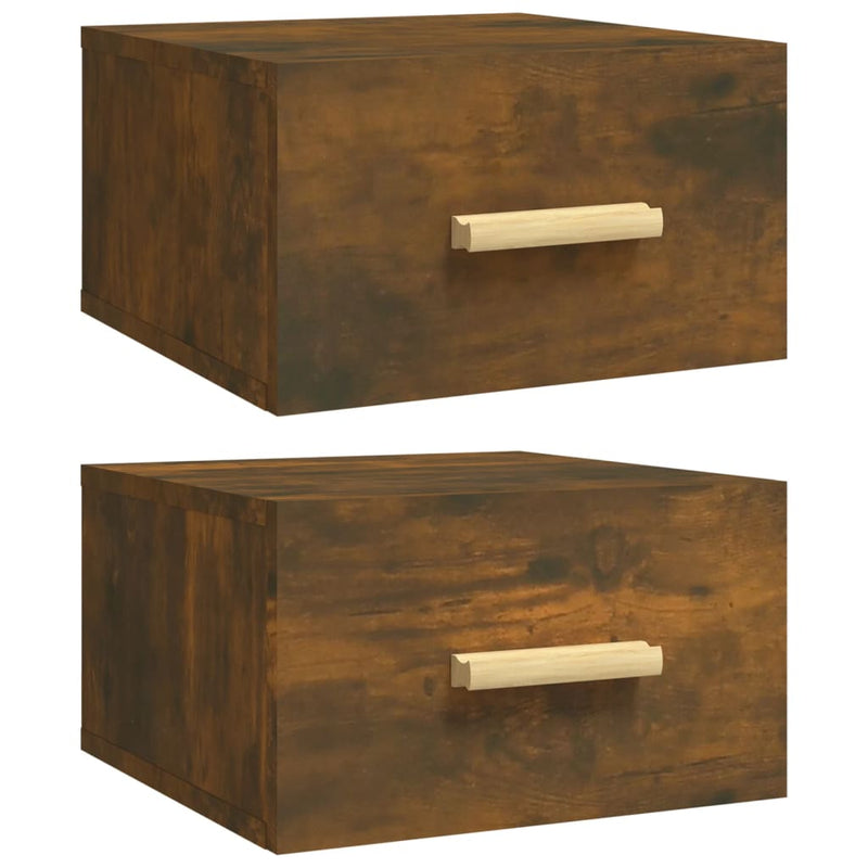 Nachtkastjes 2 st wandgemonteerd 35x35x20 cm gerookt eikenkleur MeubelReus