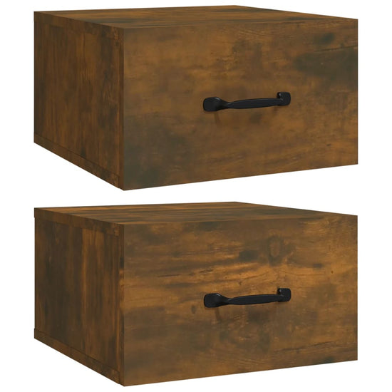 Nachtkastjes 2 st wandgemonteerd 35x35x20 cm gerookt eikenkleur MeubelReus