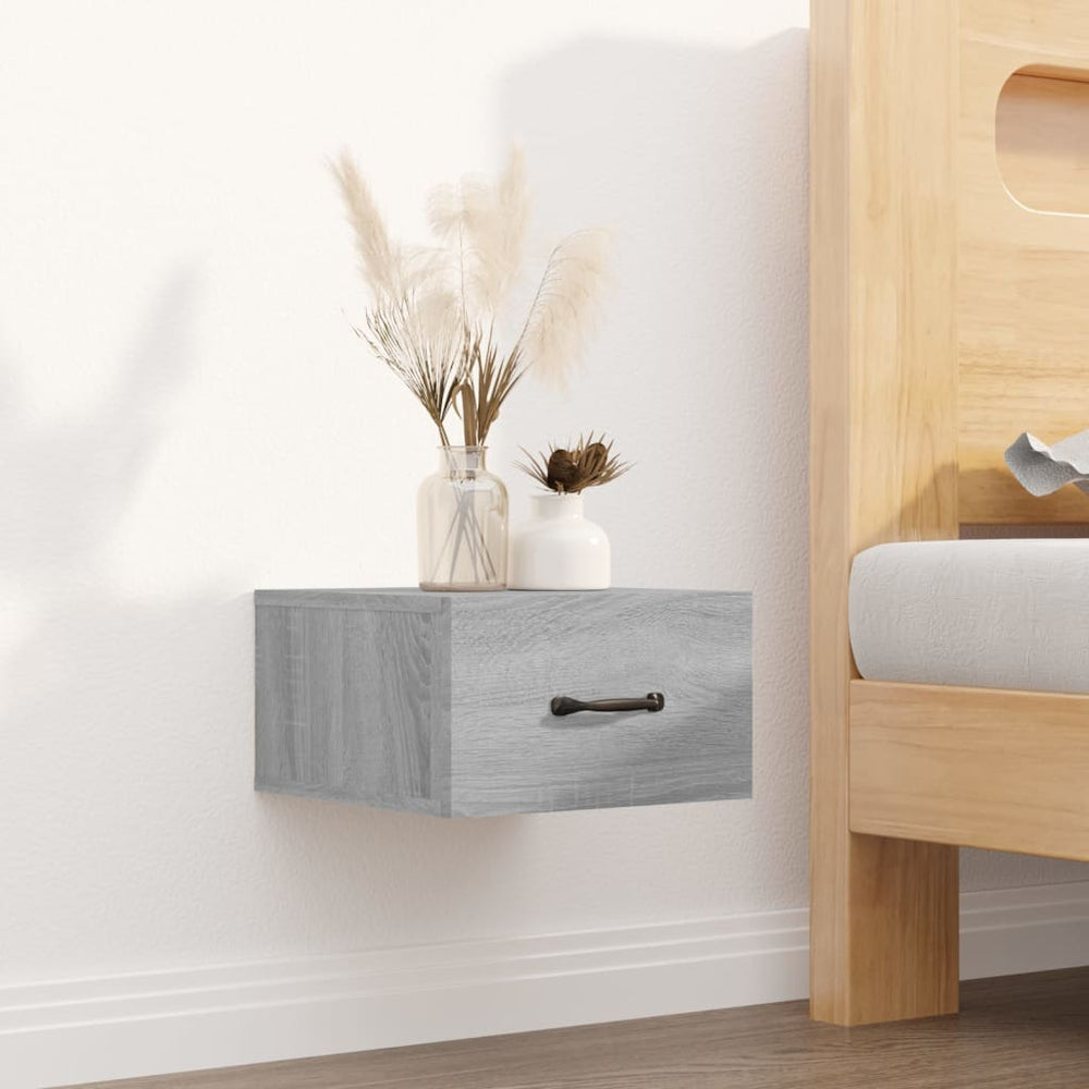 Nachtkastjes 2 st wandgemonteerd 35x35x20 cm grijs sonoma eiken MeubelReus