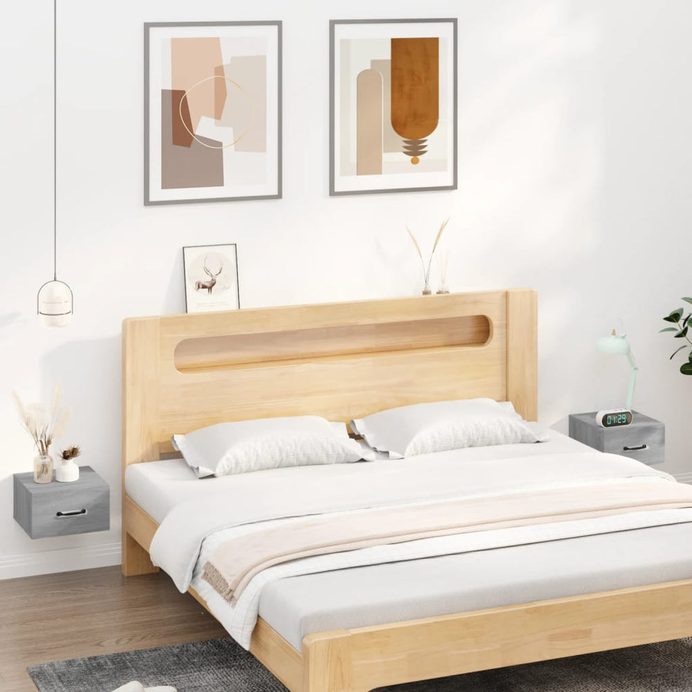 Nachtkastjes 2 st wandgemonteerd 35x35x20 cm grijs sonoma eiken MeubelReus
