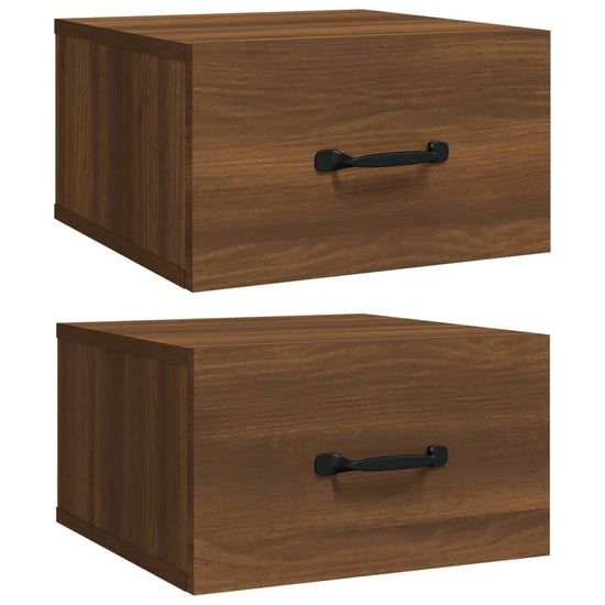Nachtkastjes 2 st wandgemonteerd 35x35x20 cm bruin eikenkleur MeubelReus