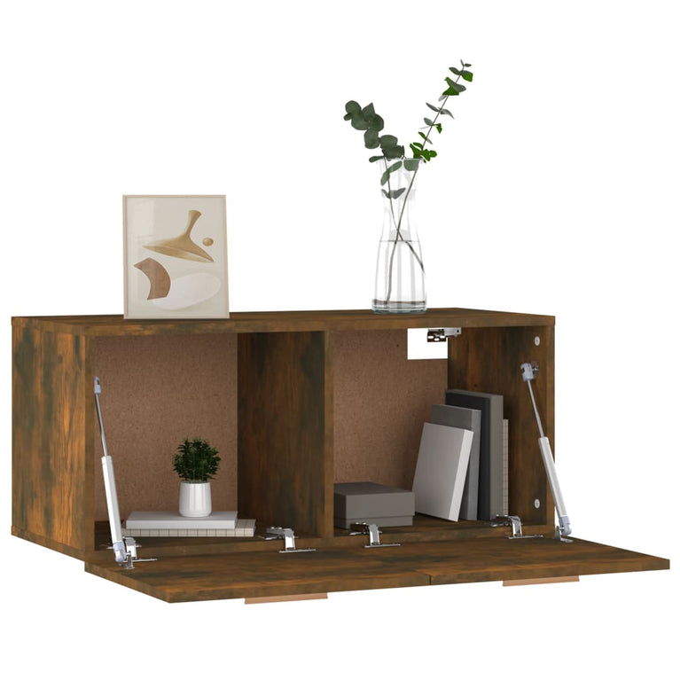 Wandkast 80x35x36,5 cm bewerkt hout gerookt eikenkleurig MeubelReus