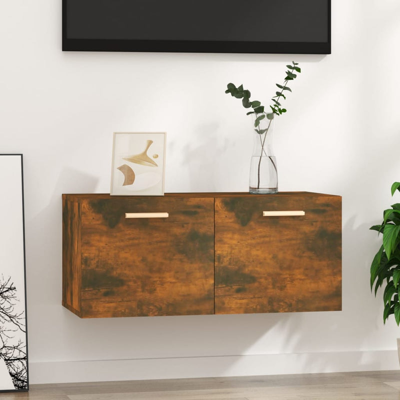 Wandkast 80x35x36,5 cm bewerkt hout gerookt eikenkleurig MeubelReus