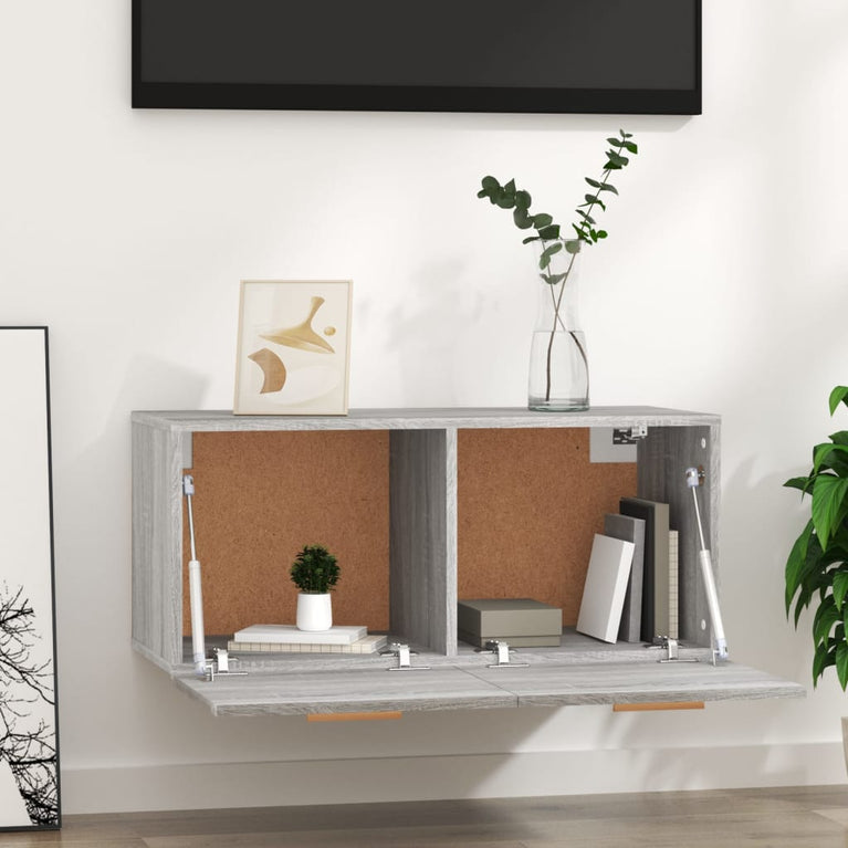 Wandkast 80x35x36,5 cm bewerkt hout grijs sonoma eikenkleurig MeubelReus