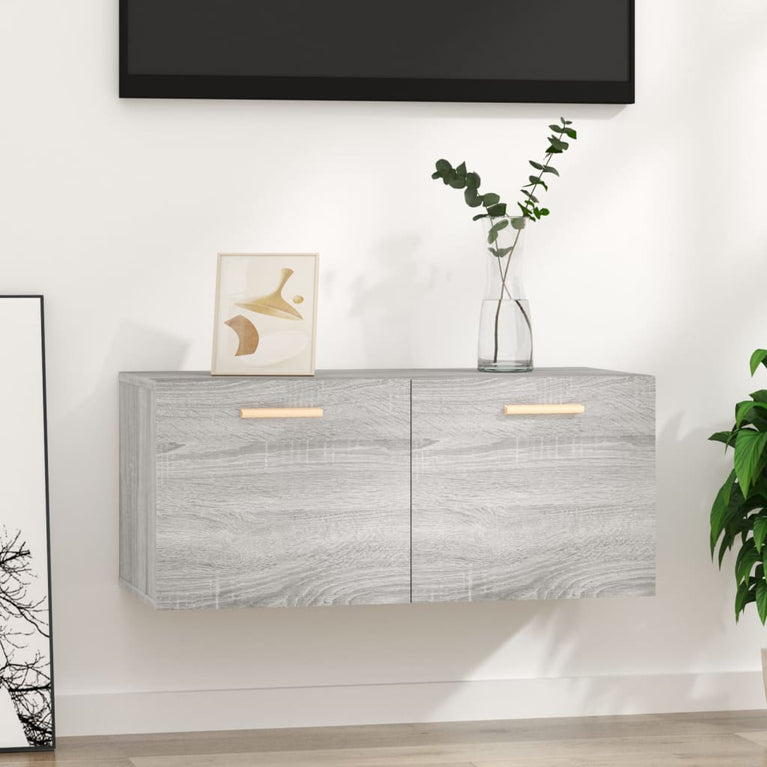 Wandkast 80x35x36,5 cm bewerkt hout grijs sonoma eikenkleurig MeubelReus