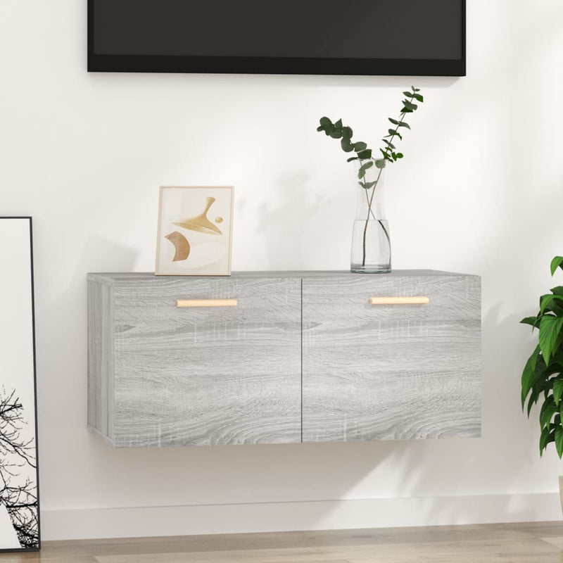Wandkast 80x35x36,5 cm bewerkt hout grijs sonoma eikenkleurig MeubelReus