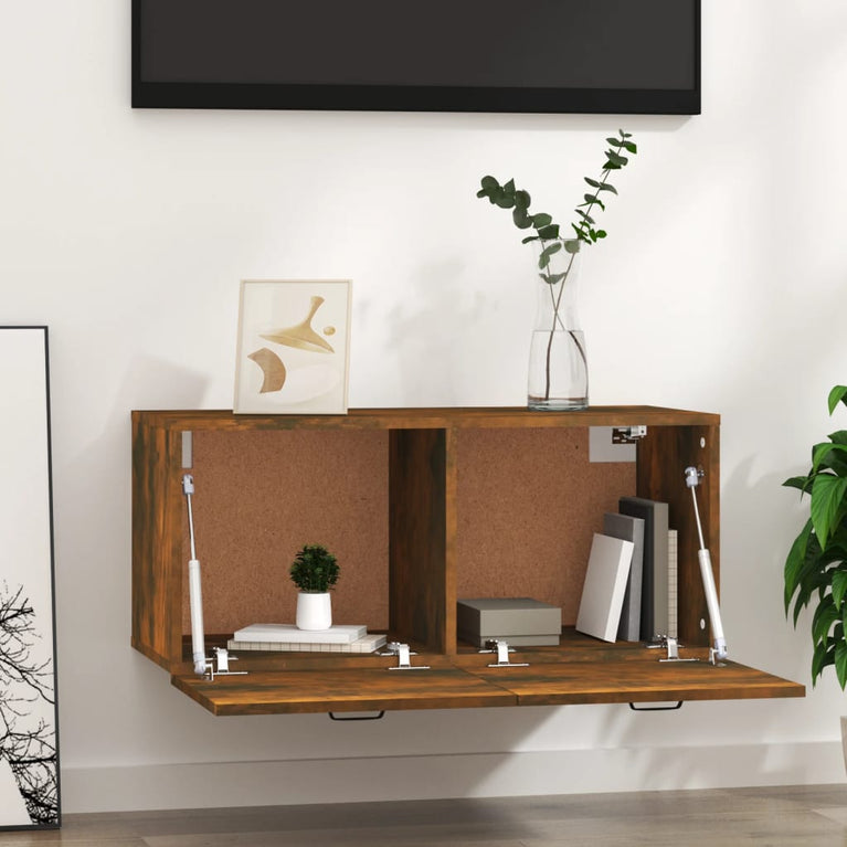 Wandkast 80x35x36,5 cm bewerkt hout gerookt eikenkleurig MeubelReus