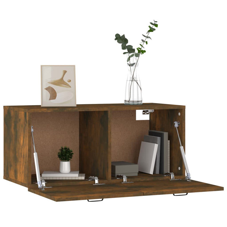 Wandkast 80x35x36,5 cm bewerkt hout gerookt eikenkleurig MeubelReus