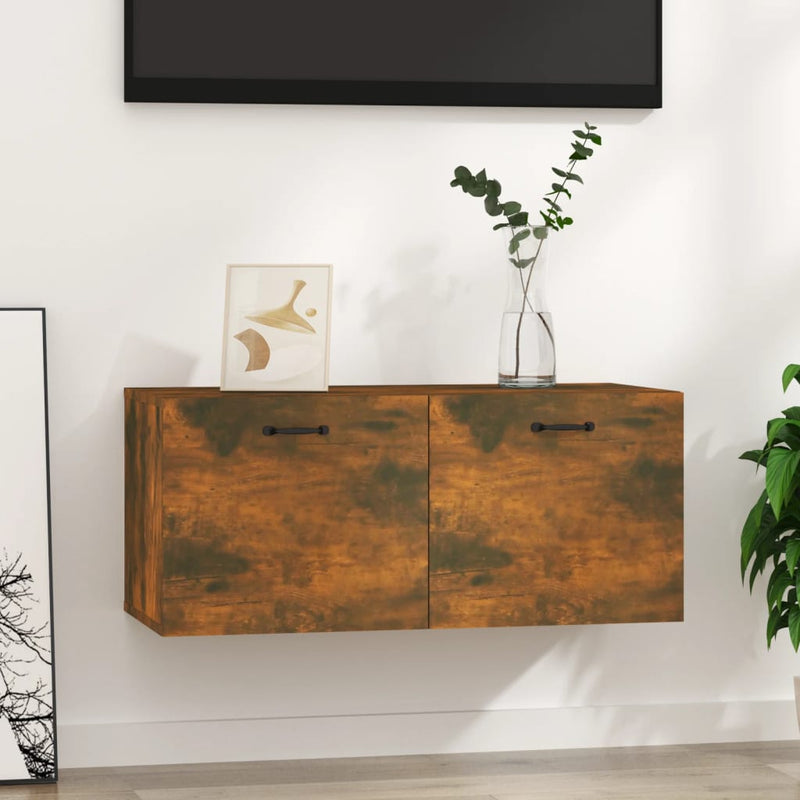 Wandkast 80x35x36,5 cm bewerkt hout gerookt eikenkleurig MeubelReus