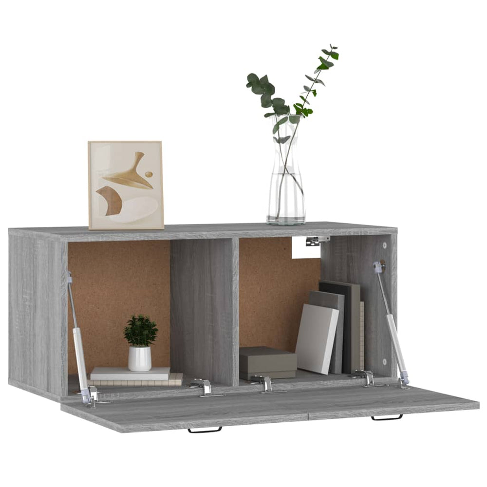 Wandkast 80x35x36,5 cm bewerkt hout grijs sonoma eikenkleurig MeubelReus