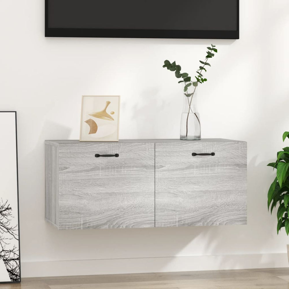 Wandkast 80x35x36,5 cm bewerkt hout grijs sonoma eikenkleurig MeubelReus