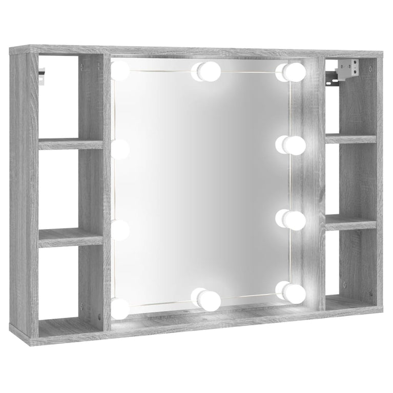 Spiegelkast met LED-verlichting 76x15x55 cm grijs sonoma eiken MeubelReus