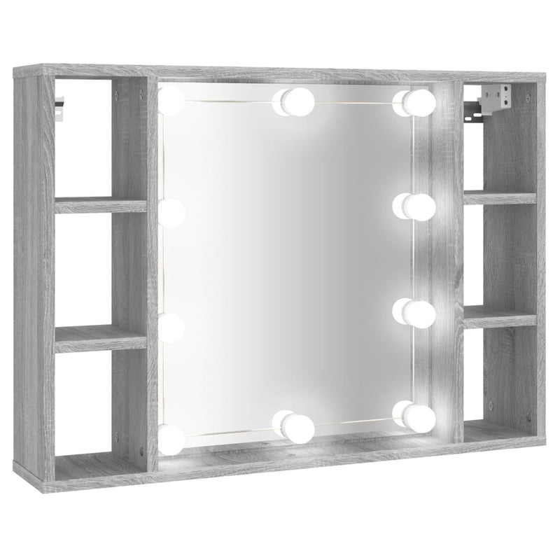 Spiegelkast met LED-verlichting 76x15x55 cm grijs sonoma eiken MeubelReus