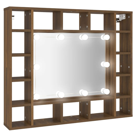 Spiegelkast met LED-verlichting 91x15x76,5 cm bruineikenkleurig MeubelReus