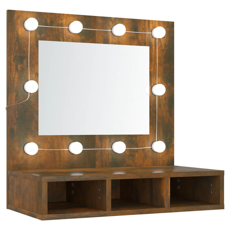 Spiegelkast met LED-verlichting 60x31,5x62 cm gerookt eiken MeubelReus