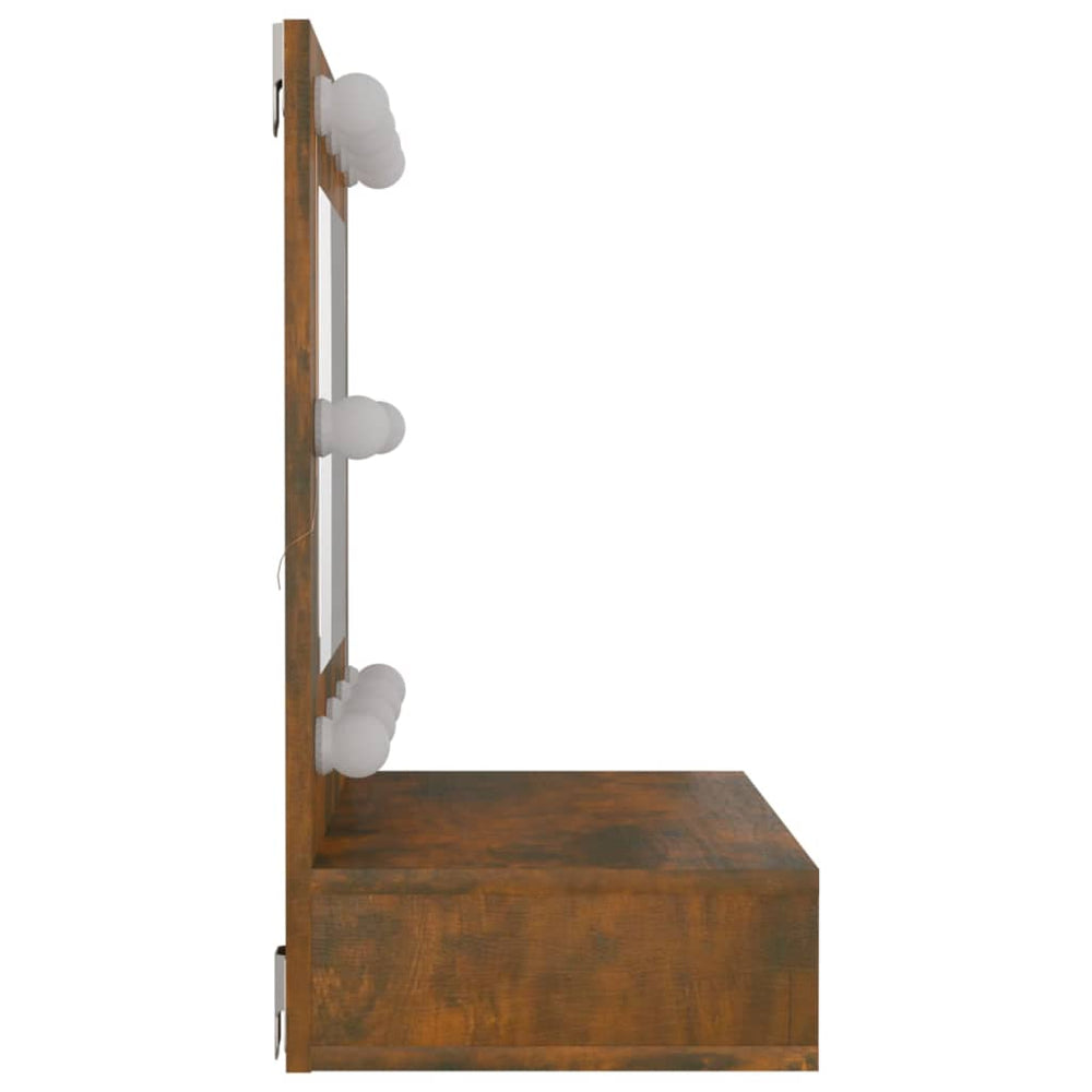 Spiegelkast met LED-verlichting 60x31,5x62 cm gerookt eiken MeubelReus