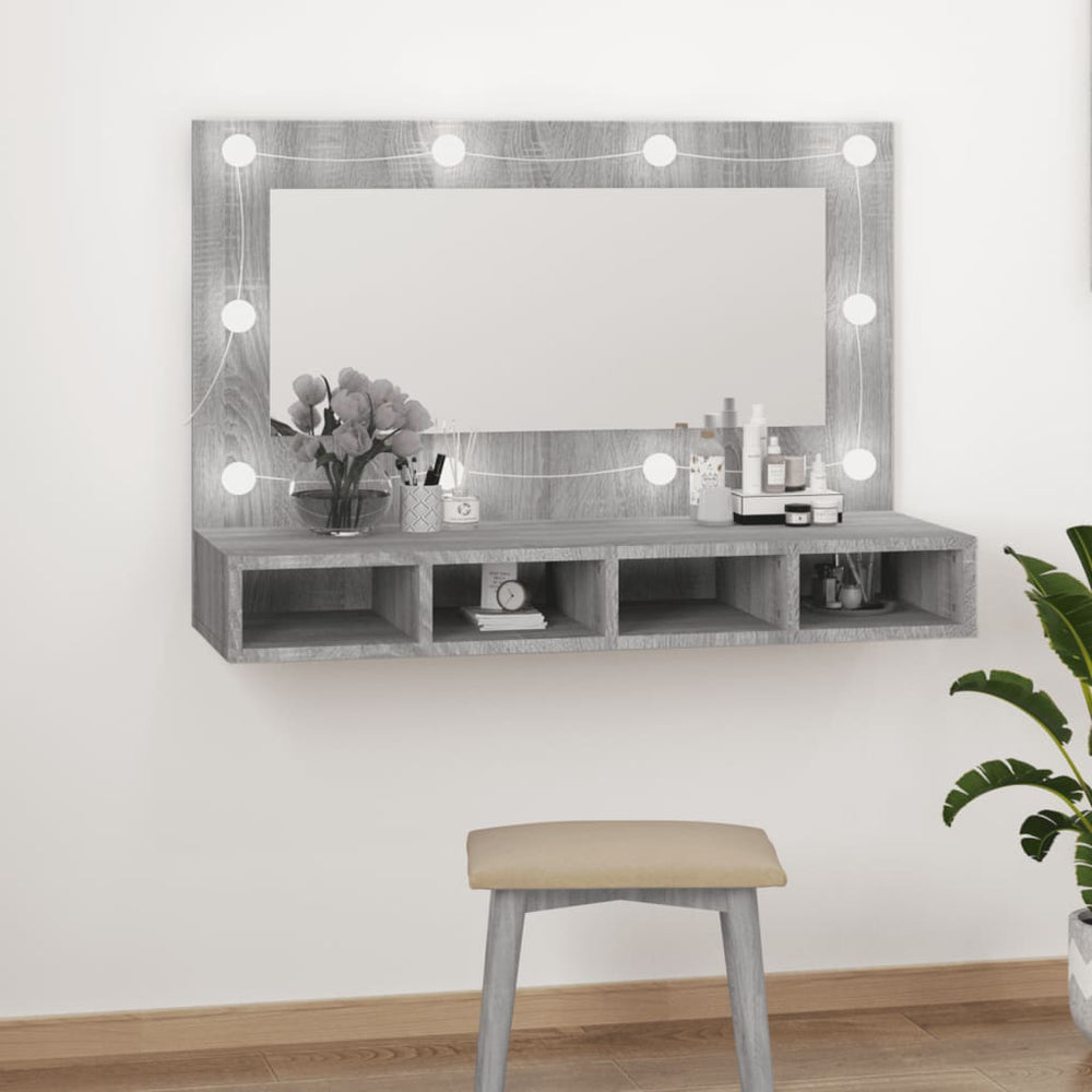 Spiegelkast met LED-verlichting 90x31,5x62 cm grijs sonoma MeubelReus