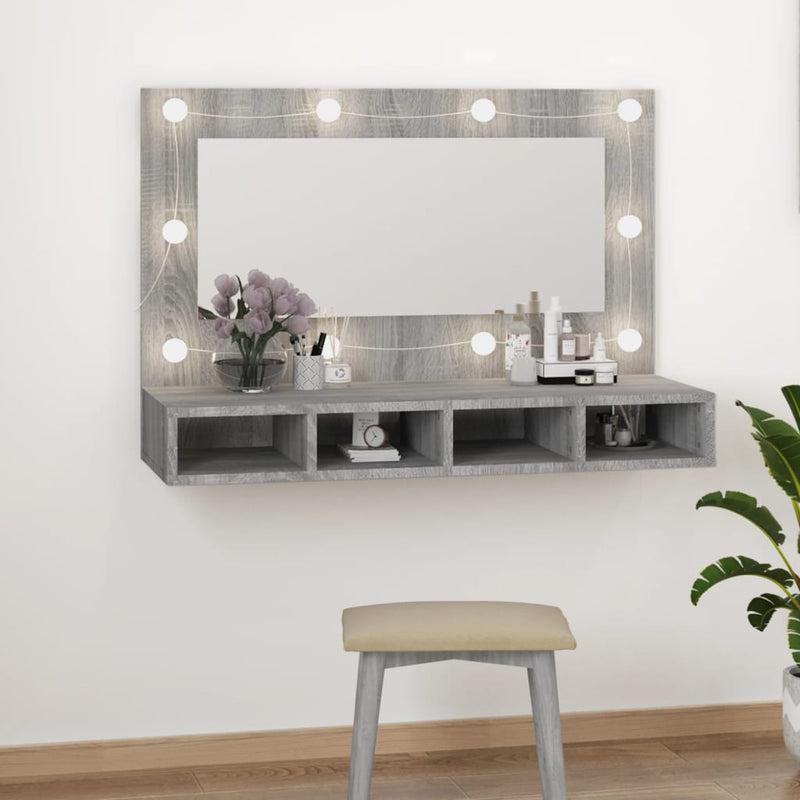 Spiegelkast met LED-verlichting 90x31,5x62 cm grijs sonoma MeubelReus