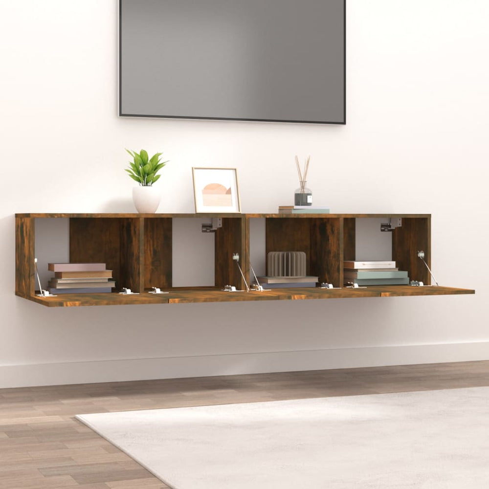 Tv-meubelen 2 st 80x30x30 cm bewerkt hout gerookt eikenkleurig MeubelReus
