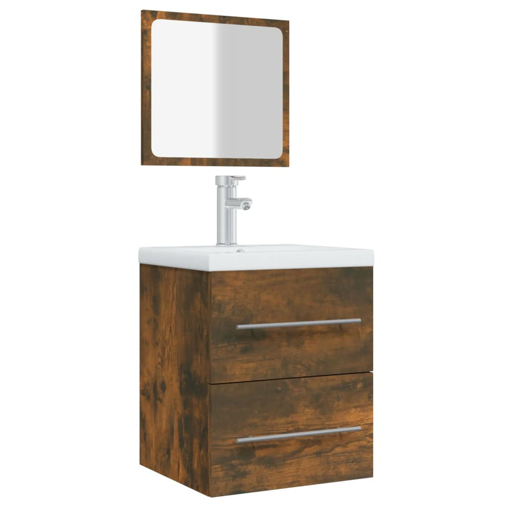 Badkamerkast met spiegel 41x38,5x48 cm gerookt eikenkleurig MeubelReus