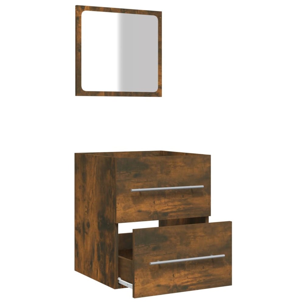 Badkamerkast met spiegel 41x38,5x48 cm gerookt eikenkleurig MeubelReus