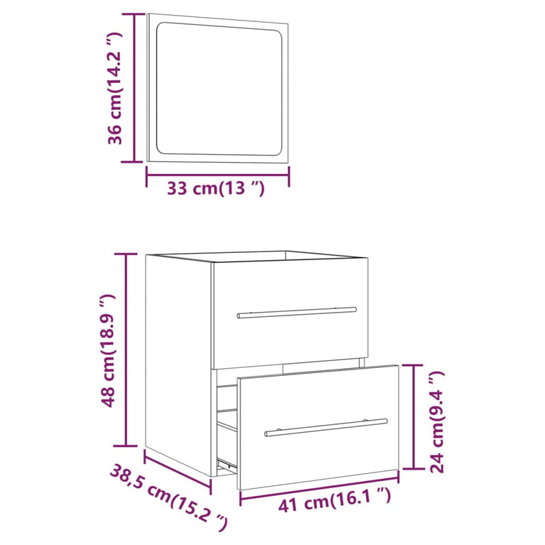 Badkamerkast met spiegel 41x38,5x48 cm gerookt eikenkleurig MeubelReus