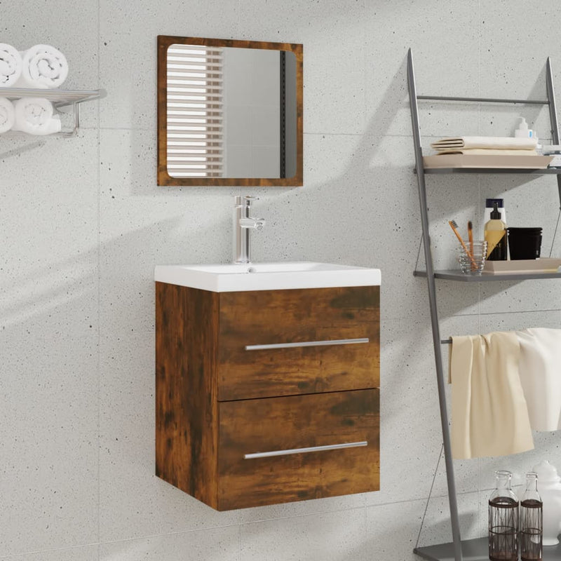 Badkamerkast met spiegel 41x38,5x48 cm gerookt eikenkleurig MeubelReus