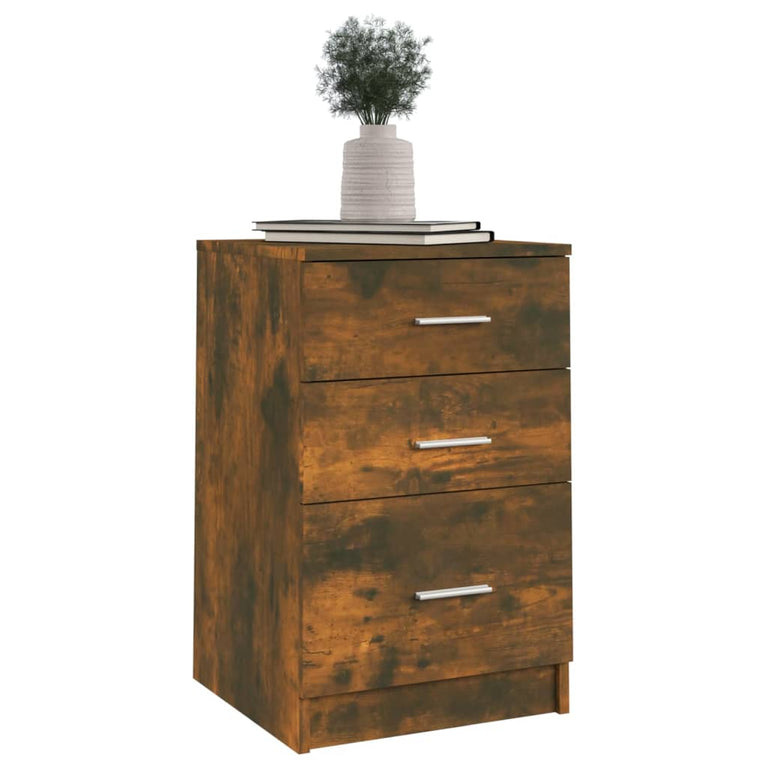 Nachtkastje 40x40x63 cm bewerkt hout gerookt eikenkleurig MeubelReus