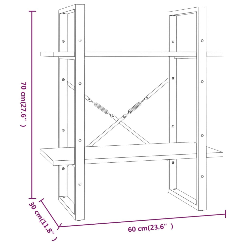 Boekenkast 60x30x70 cm bewerkt hout grijs sonoma eikenkleurig MeubelReus