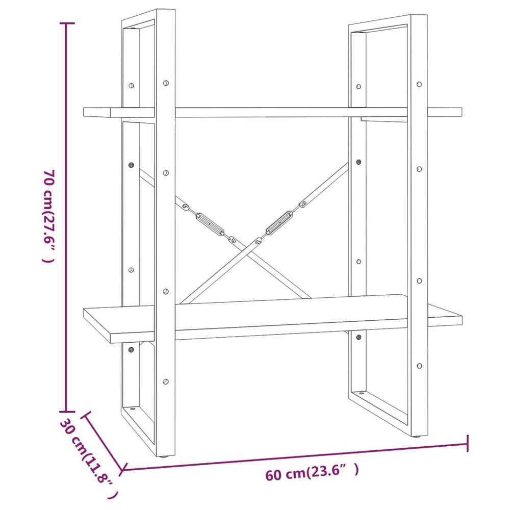 Boekenkast 60x30x70 cm bewerkt hout bruineikenkleurig MeubelReus