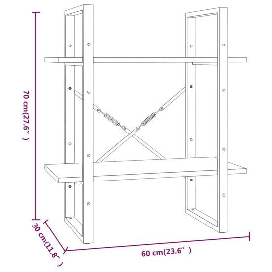 Boekenkast 60x30x70 cm bewerkt hout bruineikenkleurig MeubelReus