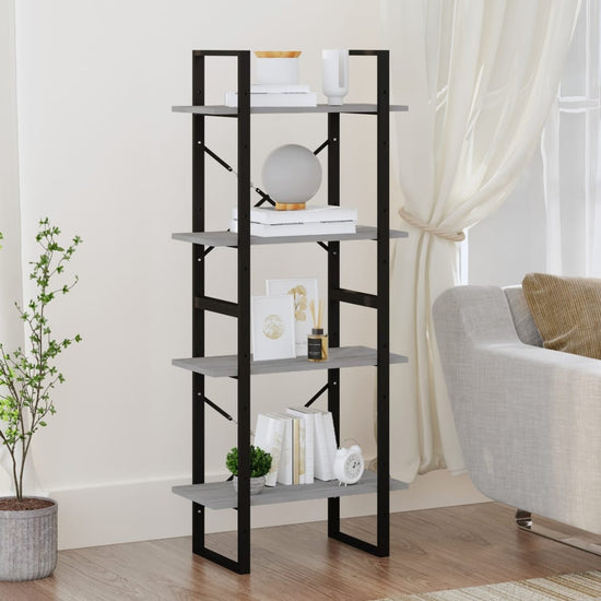 Boekenkast 60x30x140 cm bewerkt hout grijs sonoma eikenkleurig MeubelReus