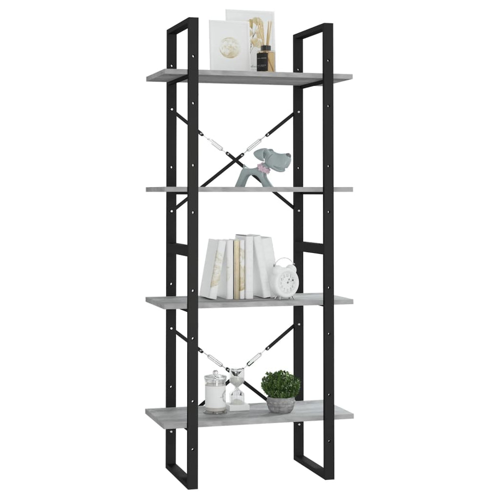 Boekenkast 60x30x140 cm bewerkt hout grijs sonoma eikenkleurig MeubelReus