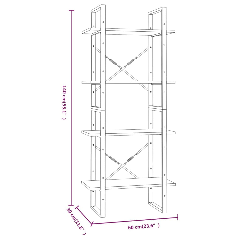Boekenkast 60x30x140 cm bewerkt hout grijs sonoma eikenkleurig MeubelReus