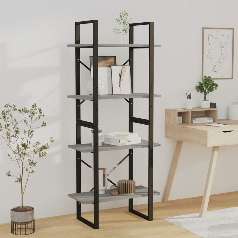 Boekenkast 60x30x140 cm bewerkt hout grijs sonoma eikenkleurig MeubelReus
