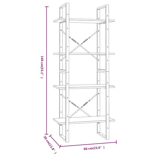 Boekenkast 60x30x140 cm bewerkt hout bruineikenkleurig MeubelReus